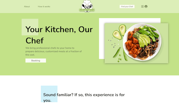 Screenshot of the MyPrivateChef site
