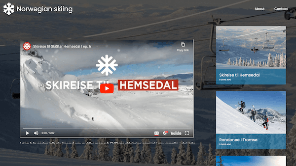 Screenshot of the Norwegian skiing site