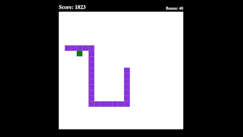 Screenshot of the Snake site