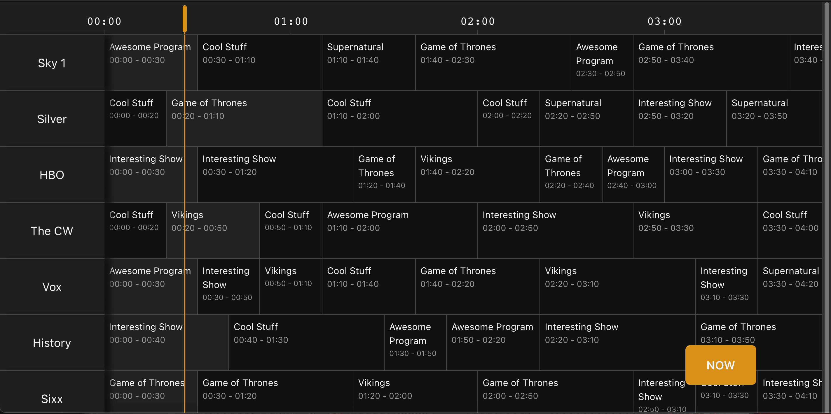 Screenshot of the Mock TV program guide site